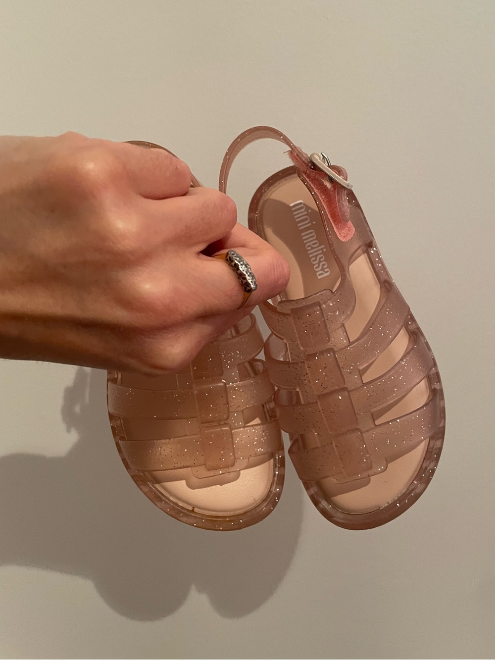 Mini melissa pink sparkle jelly girls sandals